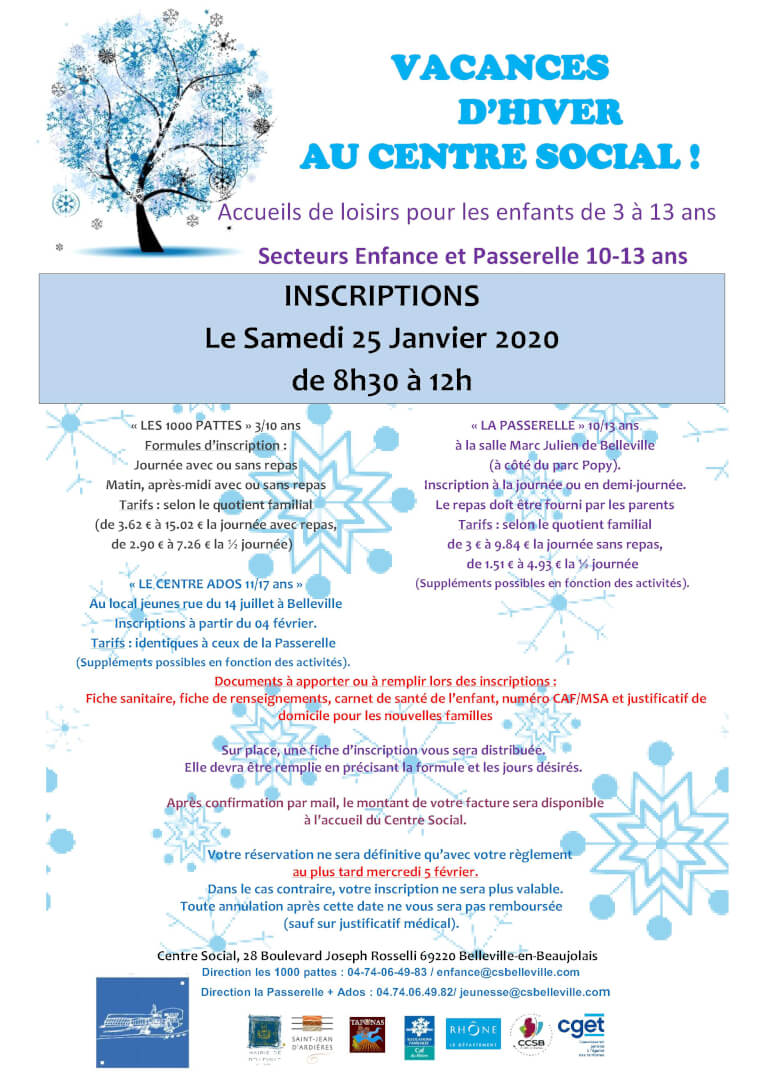 Vacances d'hiver Inscriptions