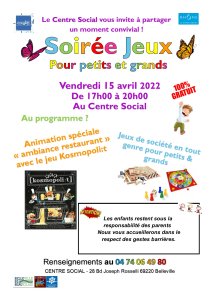 Affiche soirée jeux 15 avril 2022