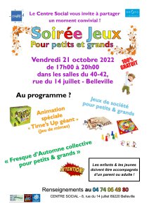 Affiche soirée jeux 21 oct 2022